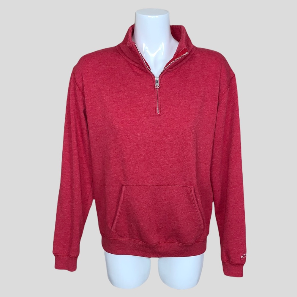 League 91 Red 1/4 Zip Up Kangaroo Pocket Pullover/Sweatshirt Medium